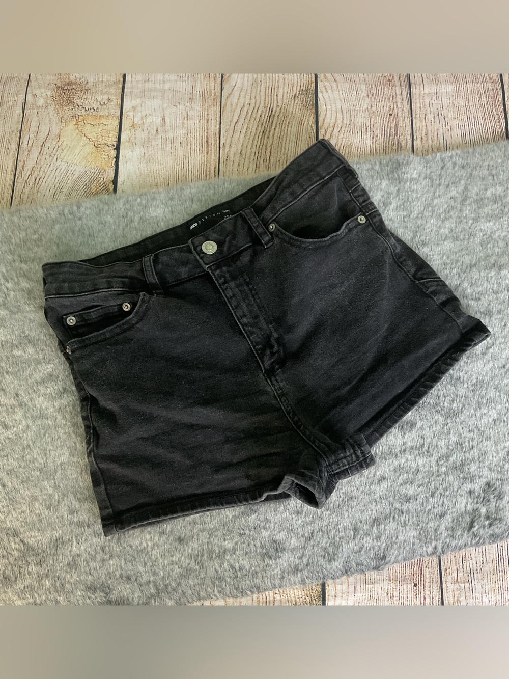 ASOS Black High-Rise Denim Jean Shorts Size 8P